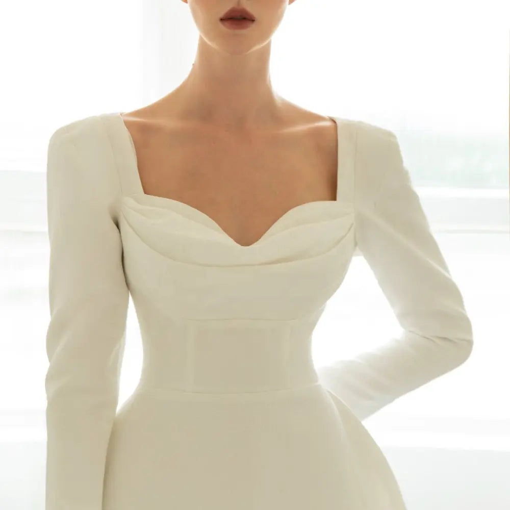 AIIZIE BRIANNA SQUARE-NECK A-LINE MINI DRESS IN BEIGE - product image