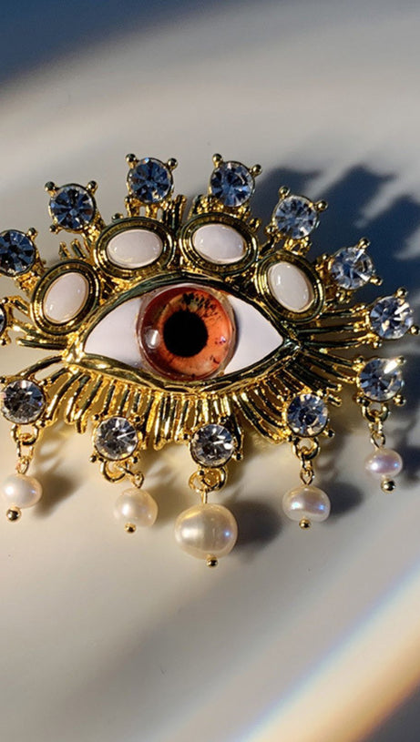 PEARL EMBELLIHSED EYE BROOCH