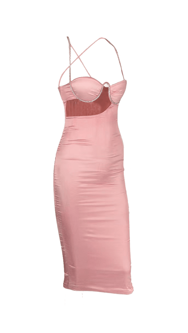 AIIZIE HIGH ELASTIC DRESS WITH DIAMOND CHAIN SLING. - product image