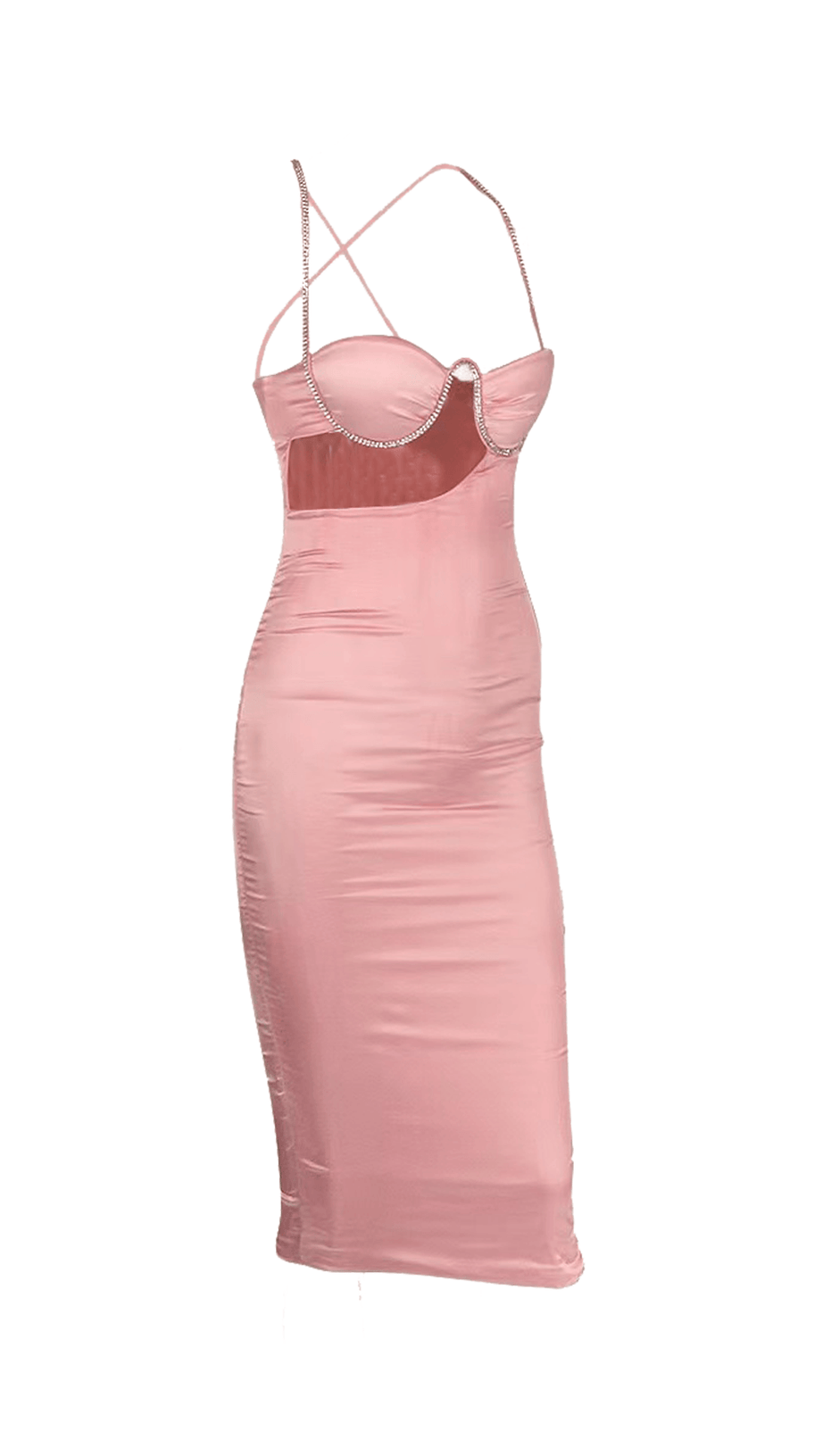 Hochelastisches Kleid mit Diamantketten-Schlinge. 