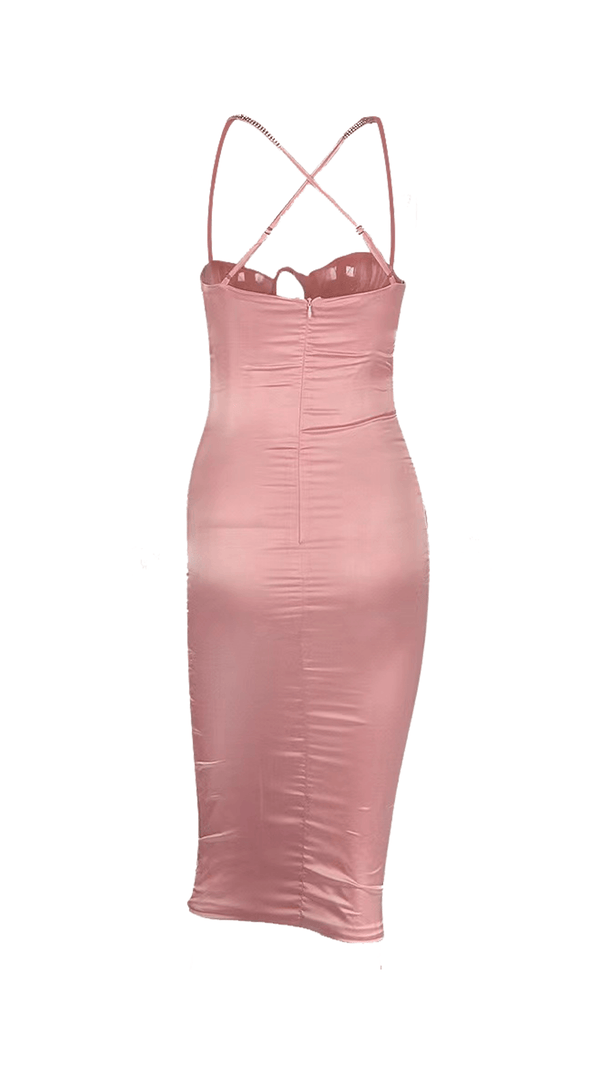 AIIZIE HIGH ELASTIC DRESS WITH DIAMOND CHAIN SLING. - product image