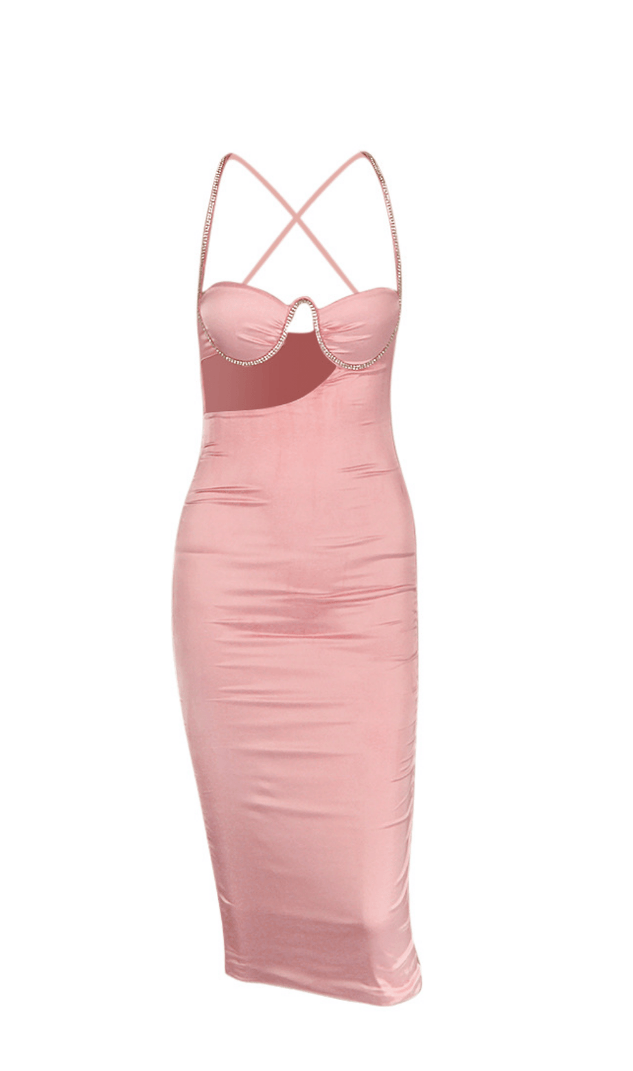 Hochelastisches Kleid mit Diamantketten-Schlinge. 