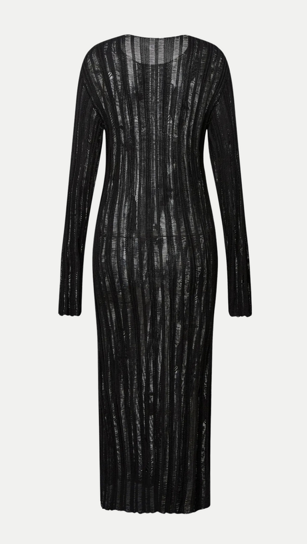 ABITO MIDI IN MAGLIA ARTIGIANALE NERO DI HILARIA ROSE