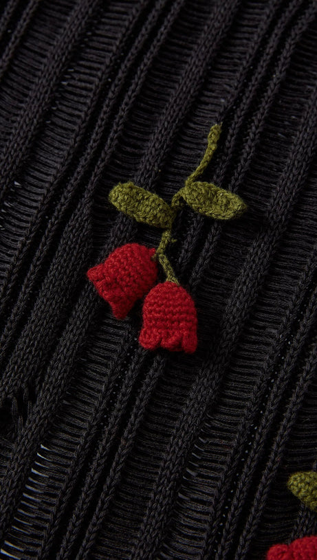 HILARIA ROSE HANDCRAFTED KNIT MIDI DRESS IN BLACK