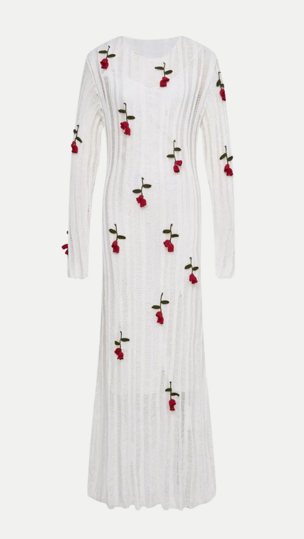ABITO MIDI IN MAGLIA FATTO A MANO DI HILARIA ROSE IN BIANCO