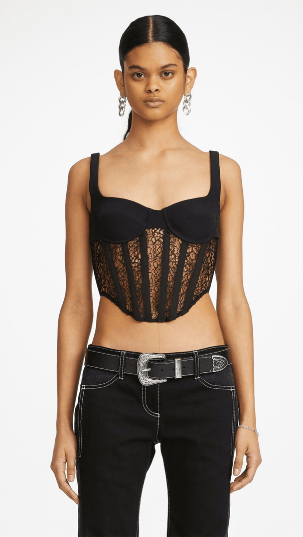 Hollow Lace Mesh Top