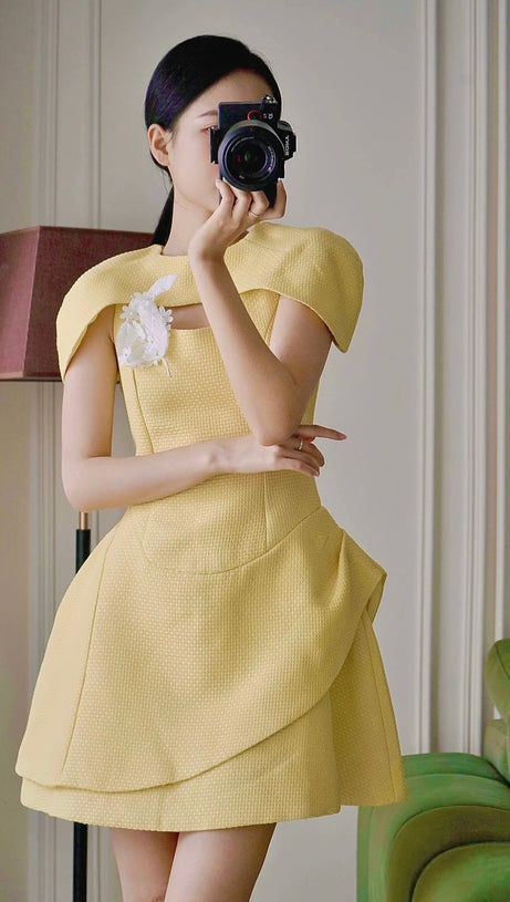 ABITO MINI SIMONA IN TWEED ASIMMETRICO PATCHWORK