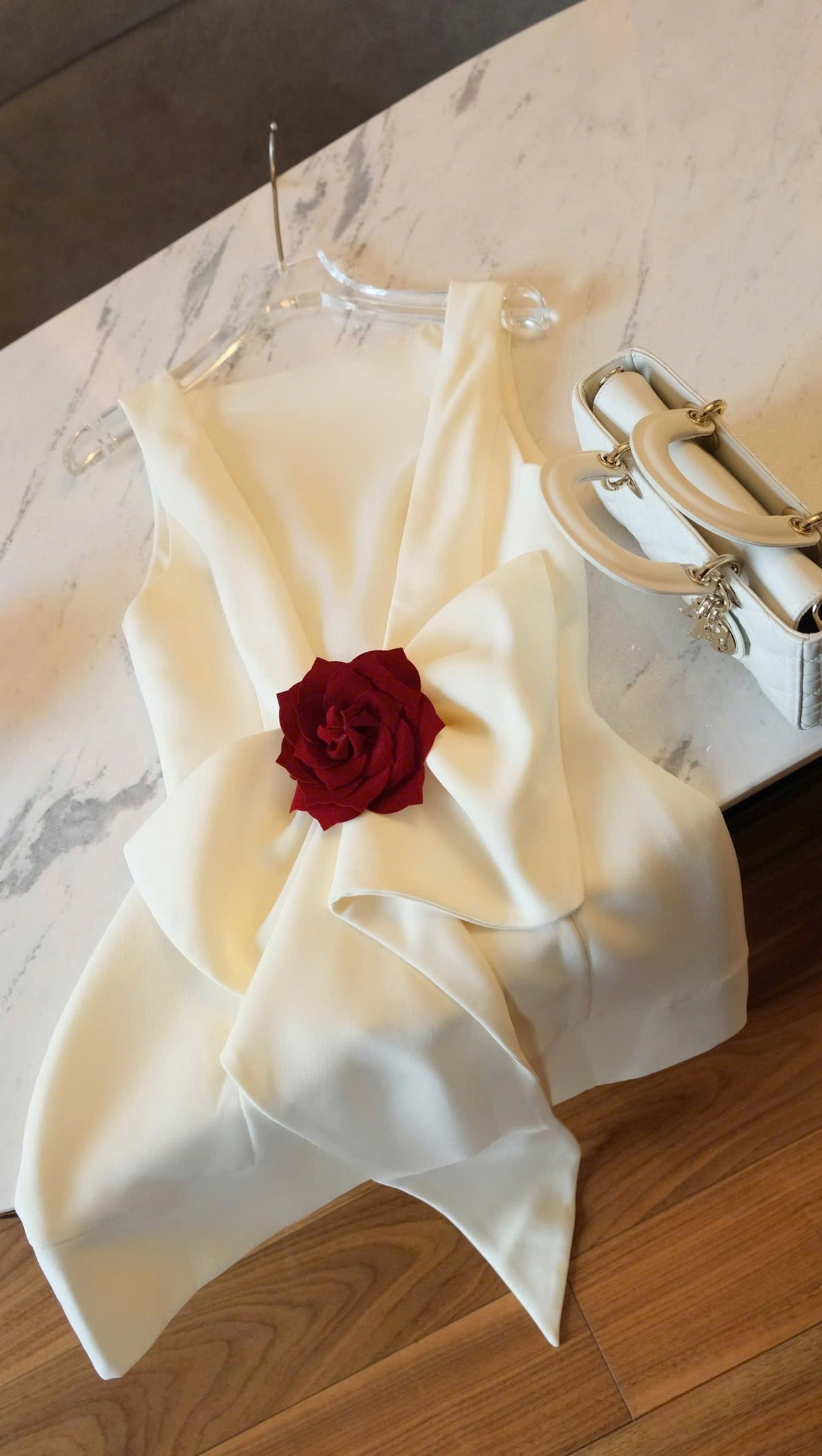 AIIZIE JOANNA BACKLESS FLOWER BOW EMBELLISHED MINI DRESS IN WHITE - product image