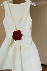 joanna backless flower bow embellished mini dress in white