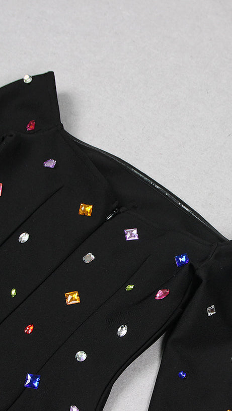 OFF-SHOULDER VELVET MIDI DRESS