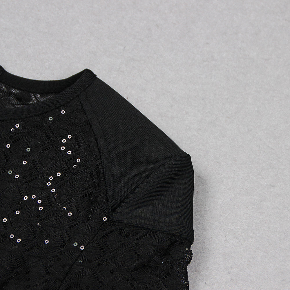 AIIZIE BLACK FEATHER SEQUIN JUMPSUIT - product image