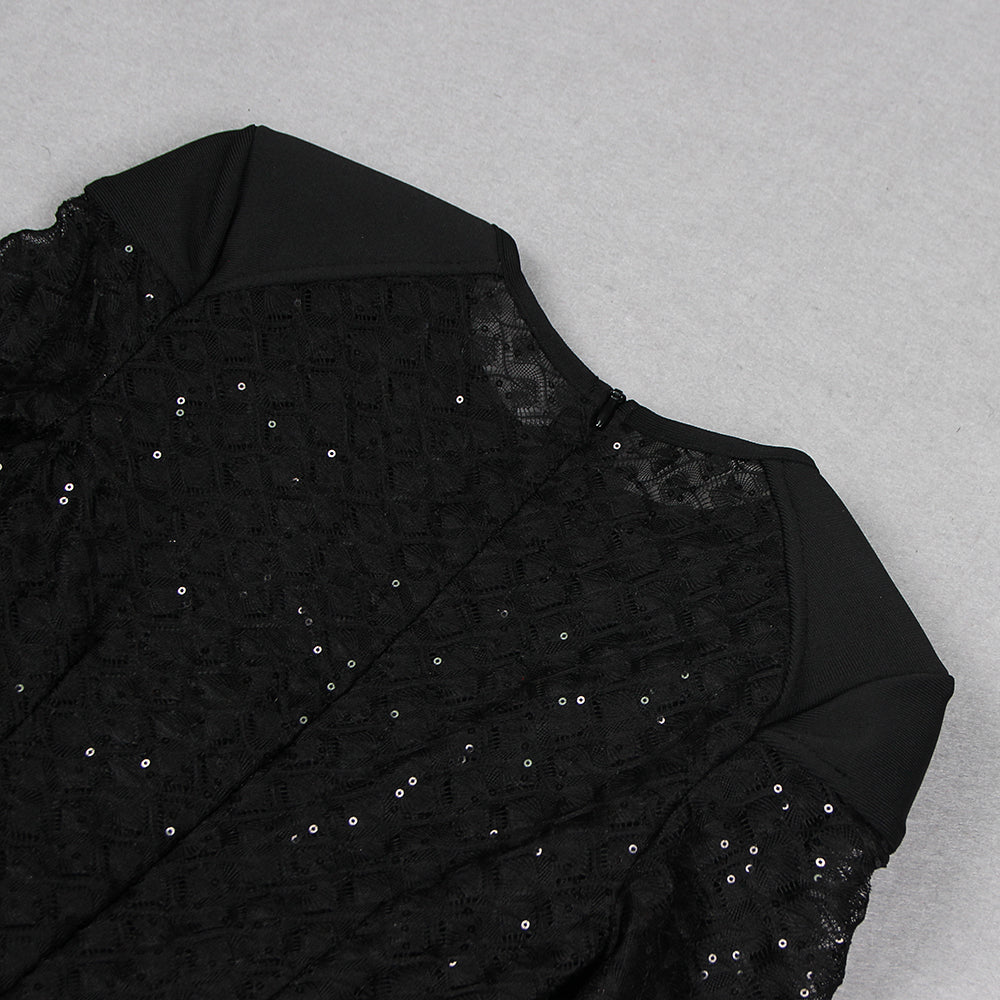 AIIZIE BLACK FEATHER SEQUIN JUMPSUIT - product image