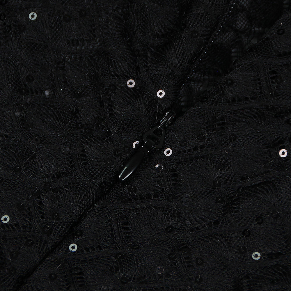 AIIZIE BLACK FEATHER SEQUIN JUMPSUIT - product image