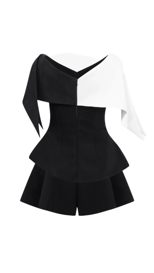 AIIZIE TWO-TONE TOP WIDE-LEG SHORTS TWO PIECE SET - product image