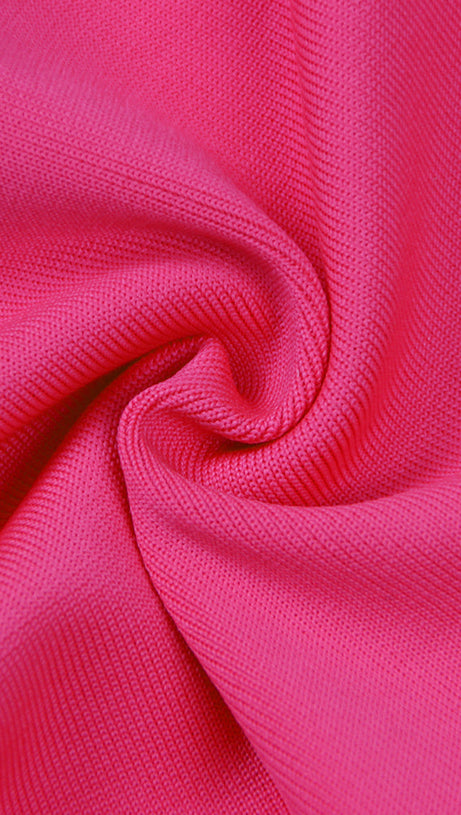 ABITO LUNGO CON SPALLINE DI PERLE E FIORI ROSA SHOCK