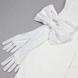 WHITE BACK BANDAGE MAXI DRESS WITH GLOVES