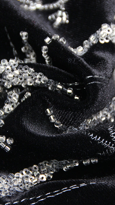 LONG SLEEVE SEQUIN VELVET SUIT BLACK