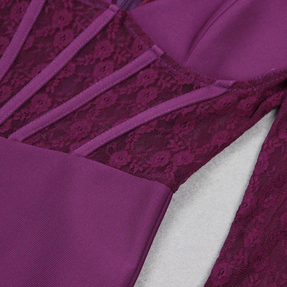 AIIZIE PURPLE LACE AND CREPE MINI DRESS - product image