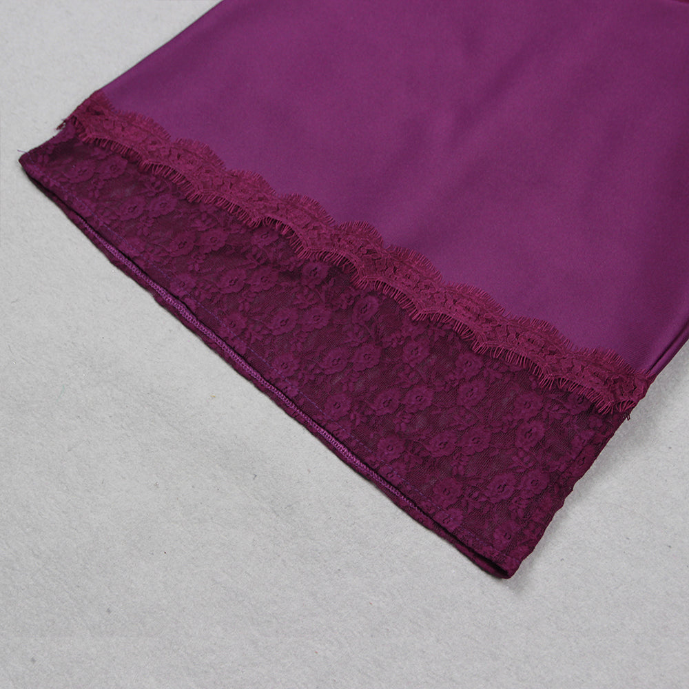 AIIZIE PURPLE LACE AND CREPE MINI DRESS - product image
