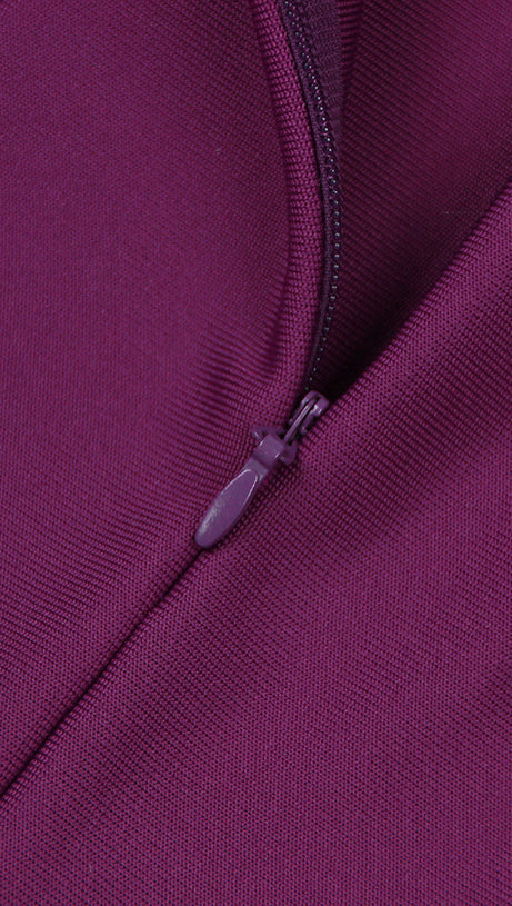 PURPLE LACE AND CREPE MINI DRESS