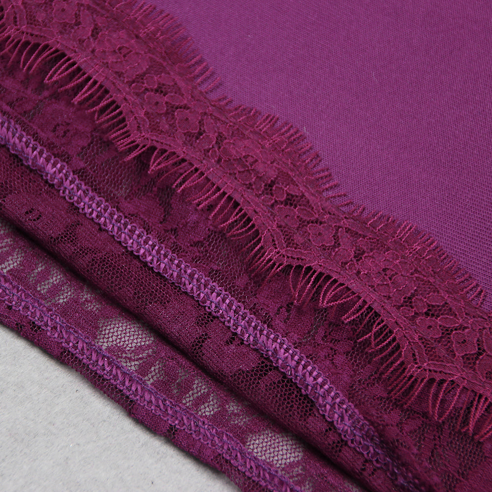 AIIZIE PURPLE LACE AND CREPE MINI DRESS - product image