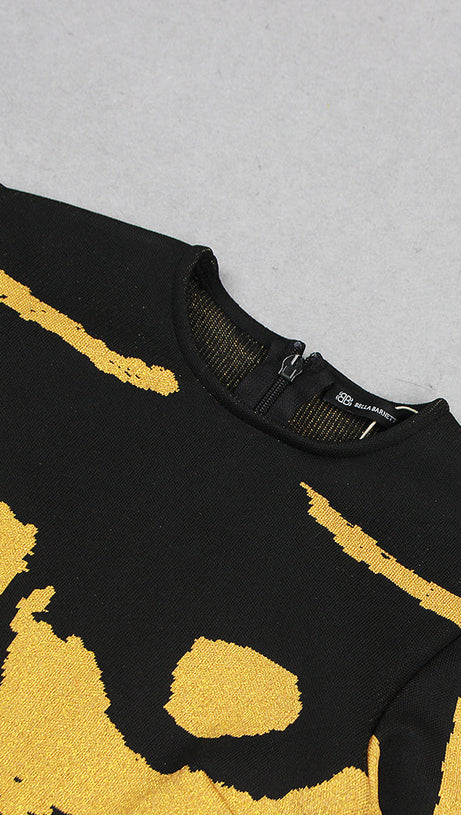 ABITO LUCENTE A MANICHE LUNGHE NERO ORO