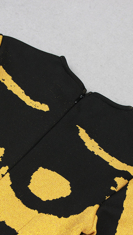 ABITO LUCENTE A MANICHE LUNGHE NERO ORO