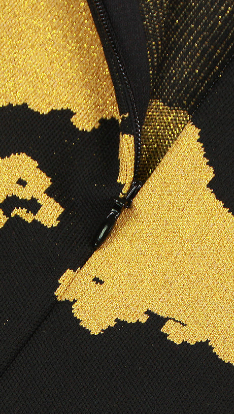 ABITO LUCENTE A MANICHE LUNGHE NERO ORO