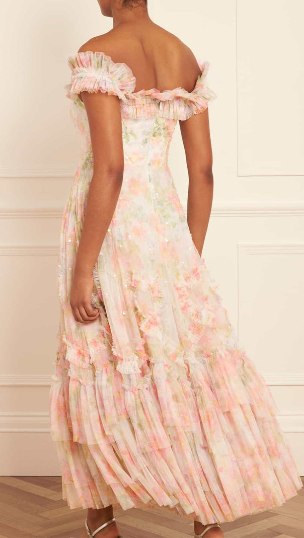AIIZIE IMMORTAL ROSE OFF-SHOULDER ANKLE GOWN - product image