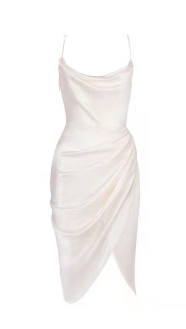 Elfenbeinfarbenes Satin-Balkon-Korsettkleid