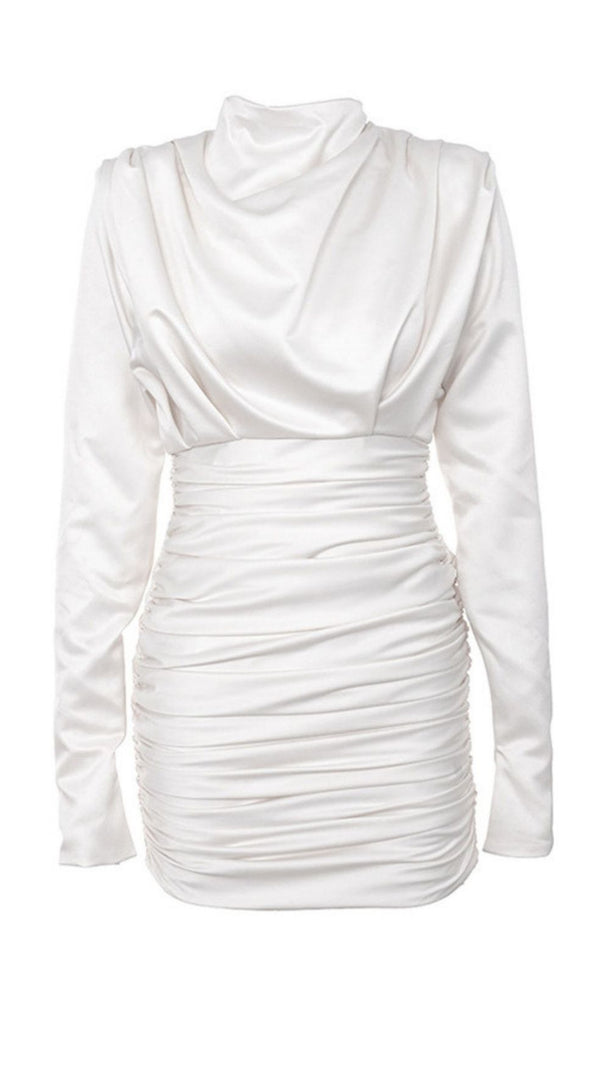 AIIZIE IVORY SATIN DRAPED MINI DRESS - product image