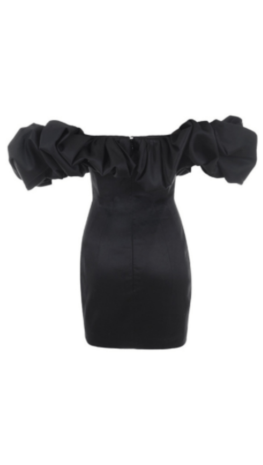 SATIN RUFFLE STRAPLESS DRESS