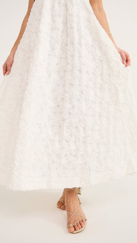 IGGY EMBROIDERED MIDI DRESS IN CREAM