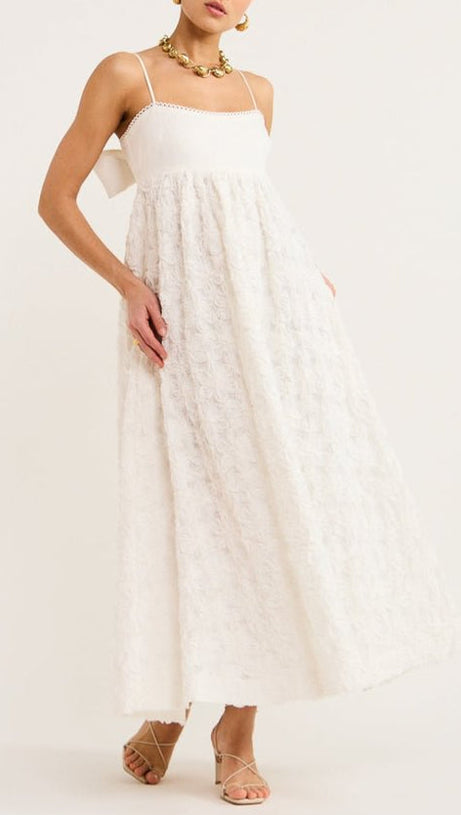 IGGY EMBROIDERED MIDI DRESS IN CREAM