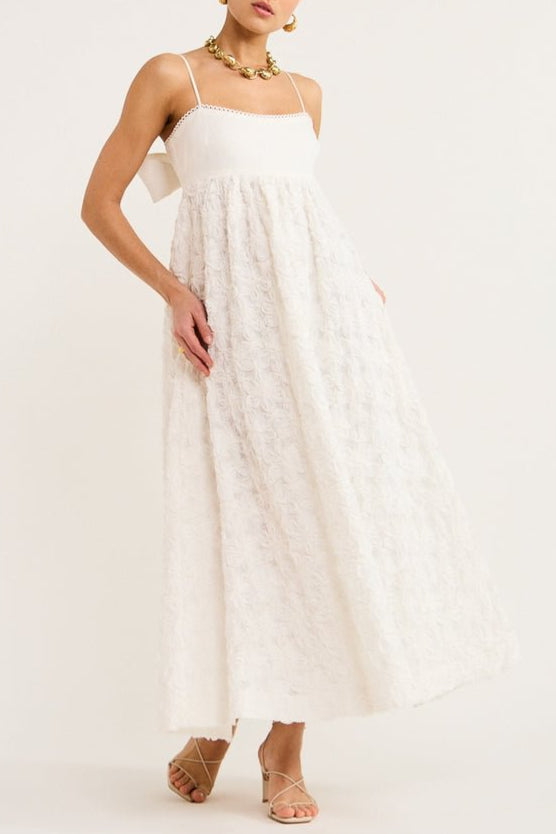 AIIZIE IGGY EMBROIDERED MIDI DRESS IN CREAM - product image