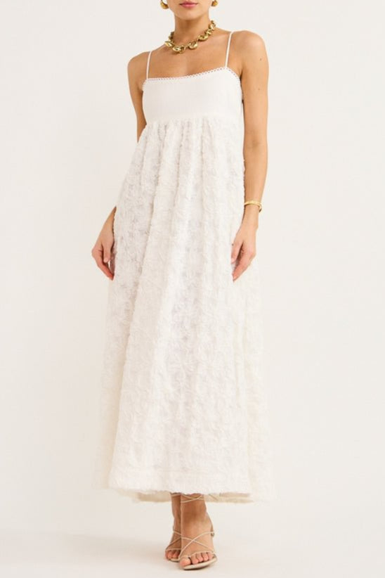 AIIZIE IGGY EMBROIDERED MIDI DRESS IN CREAM - product image