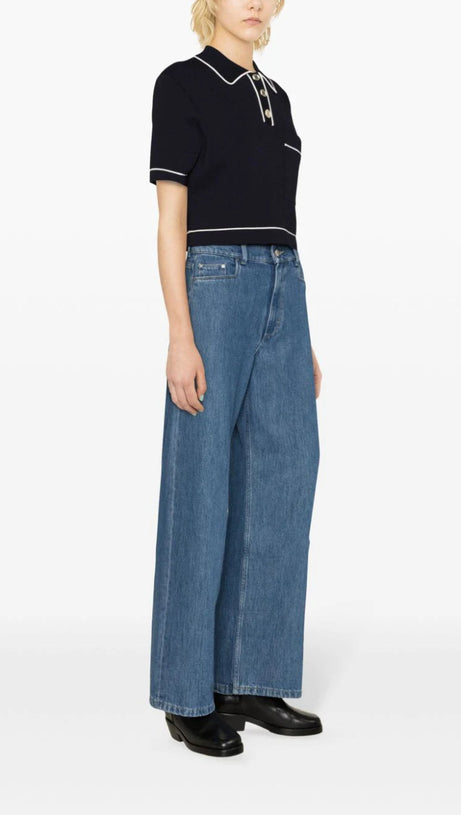 HIGH CROPPED POLO SWEATER