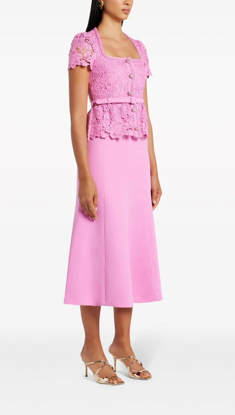 ABITO MIDI SU MISURA IN PIZZO ROSA 