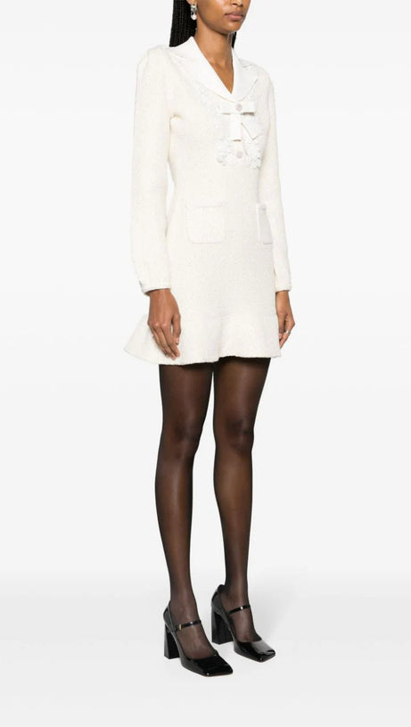 CREAM SEQUIN KNIT MINI DRESS