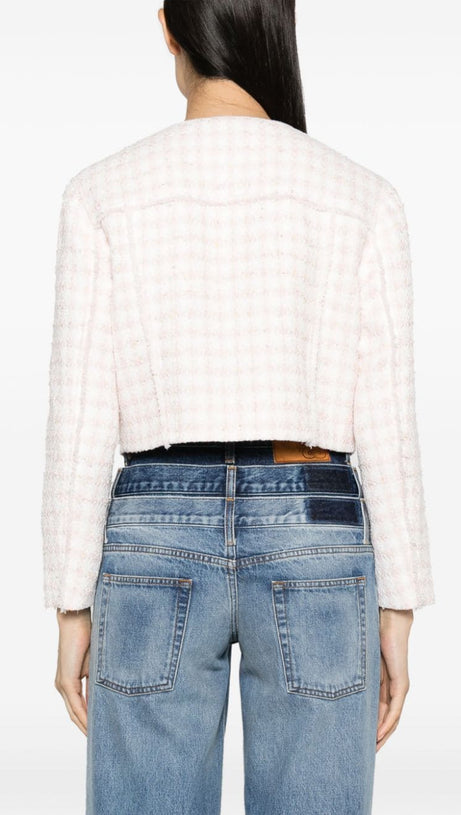 CROPPED TWEED BUTTON FRONT JACKET