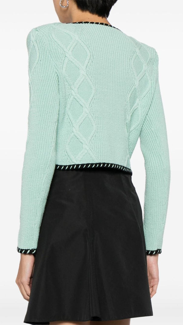 AIIZIE MINT CABLE KNIT CARDIGAN - product image