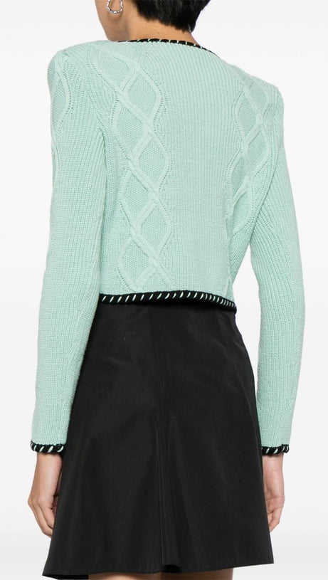 CARDIGAN IN MAGLIA A TRECCE MENTA 