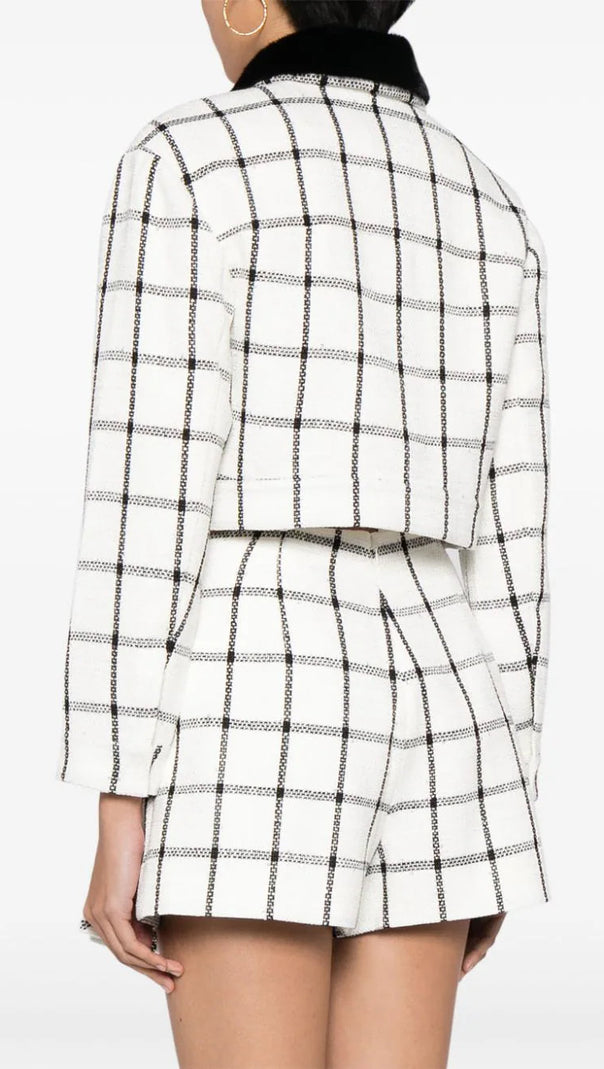 AIIZIE CREAM CHECK BOXY JACKET - product image