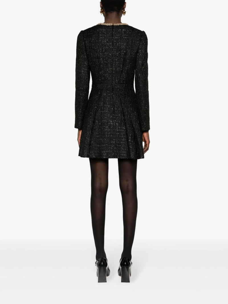 BLACK BOUCLE MINI DRESS