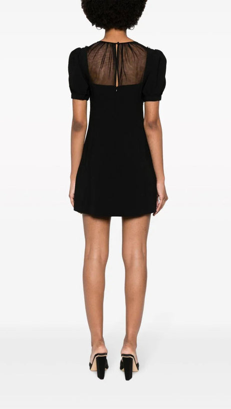 CREPE EMBELLISH MINI DRESS IN BLACK
