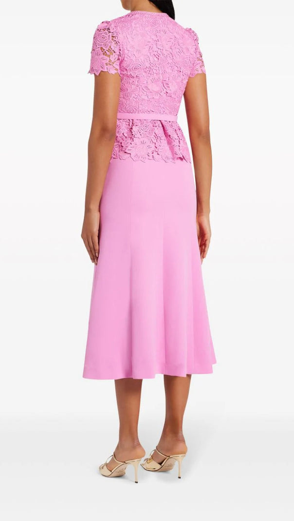 AIIZIE PINK LACE TAILORED MIDI DRESS - product image