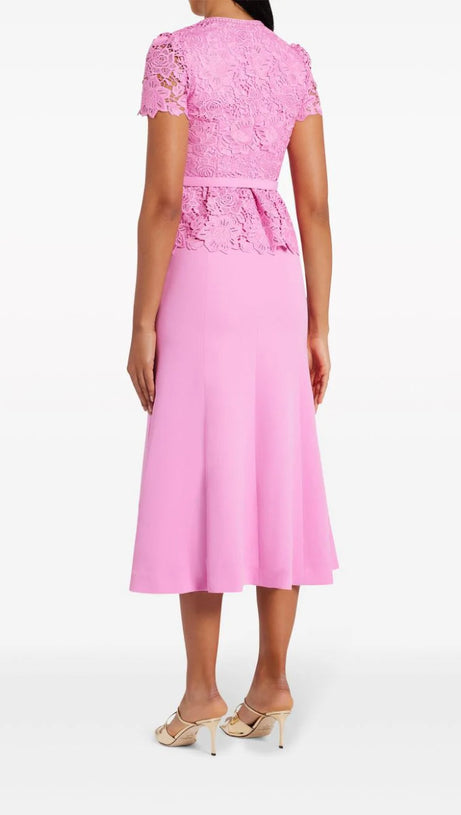 ABITO MIDI SU MISURA IN PIZZO ROSA 