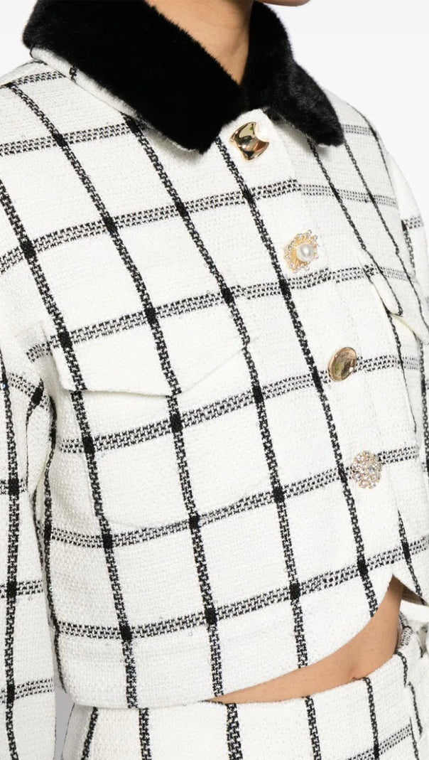 AIIZIE CREAM CHECK BOXY JACKET - product image