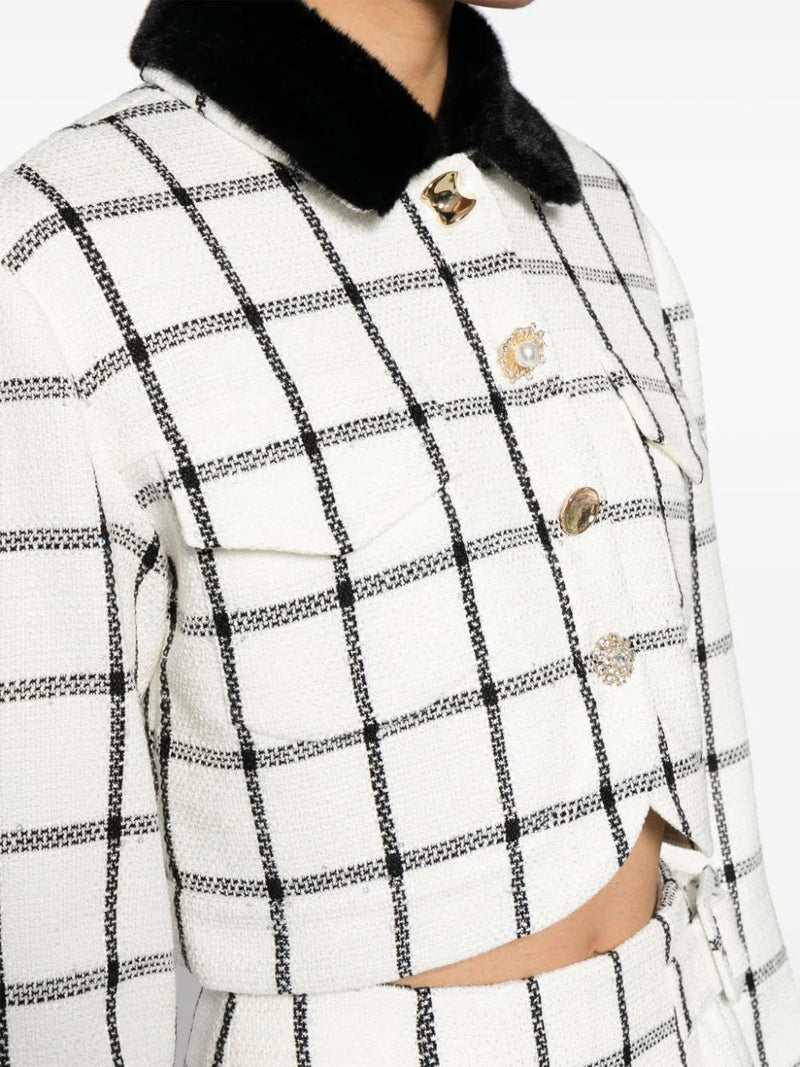 CREAM CHECK BOXY JACKET