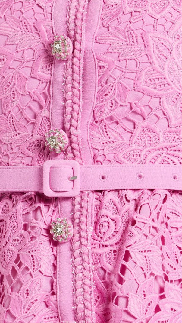 AIIZIE PINK LACE TAILORED MIDI DRESS - product image